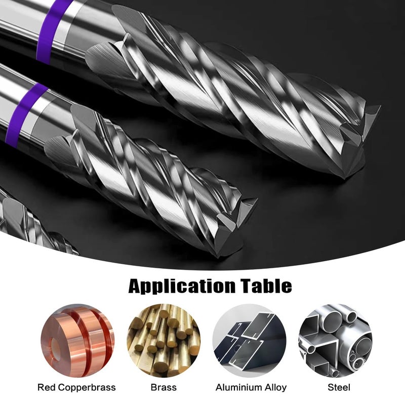 VIERDWIN Carbide Square End Mill - 4 Flute - for Milling Alloy Steels, Hardened Steel, Metal & More – Mill Bits Sets for DIYers & Professionals (5/16" 4T)-1Piece - Image 4